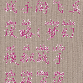 梦幻模拟战手游飞兵攻略(梦幻模拟战手游练兵攻略)