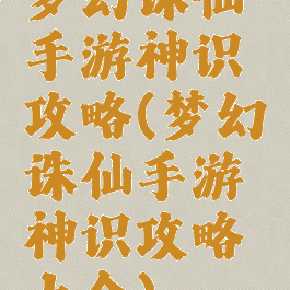 梦幻诛仙手游神识攻略(梦幻诛仙手游神识攻略大全)