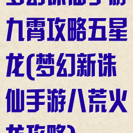 梦幻诛仙手游九霄攻略五星龙(梦幻新诛仙手游八荒火龙攻略)