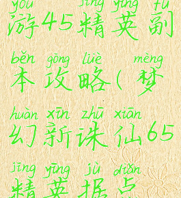 梦幻诛仙手游45精英副本攻略(梦幻新诛仙65精英据点怎么打)