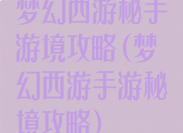 梦幻西游秘手游境攻略(梦幻西游手游秘境攻略)
