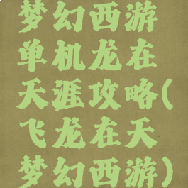 梦幻西游单机龙在天涯攻略(飞龙在天梦幻西游)