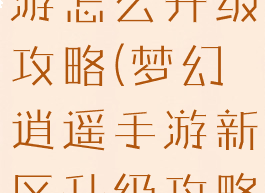 梦幻逍遥手游怎么升级攻略(梦幻逍遥手游新区升级攻略)