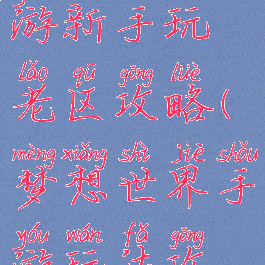 梦想世界手游新手玩老区攻略(梦想世界手游玩法攻略)