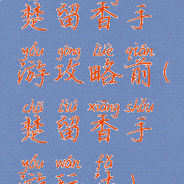 楚留香手游攻略前(楚留香手游玩法)
