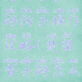 楚留香手游新手操作攻略(楚留香手游怎么玩)
