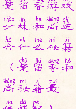 楚留香游戏少林和尚适合什么秘籍(楚留香和尚秘籍最佳搭配)