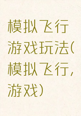 模拟飞行游戏玩法(模拟飞行,游戏)