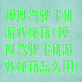 模拟驾驶飞机游戏秘籍(模拟驾驶飞机游戏秘籍怎么用)