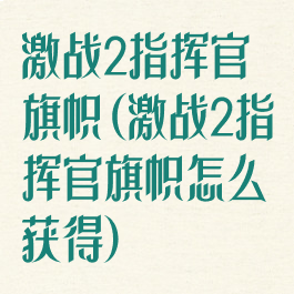 激战2指挥官旗帜(激战2指挥官旗帜怎么获得)