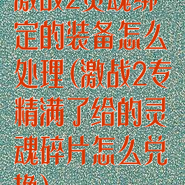 激战2灵魂绑定的装备怎么处理(激战2专精满了给的灵魂碎片怎么兑换)