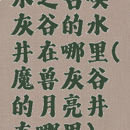 水之召唤灰谷的水井在哪里(魔兽灰谷的月亮井在哪里)