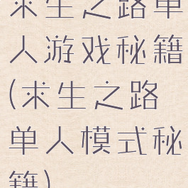 求生之路单人游戏秘籍(求生之路单人模式秘籍)