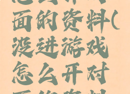 没进游戏怎么开对面的资料(没进游戏怎么开对面的资料库)