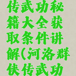 河洛群侠传武功秘籍大全获取条件讲解(河洛群侠传武功大全)