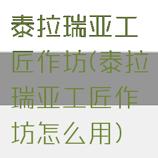 泰拉瑞亚工匠作坊(泰拉瑞亚工匠作坊怎么用)