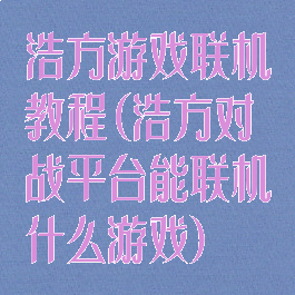 浩方游戏联机教程(浩方对战平台能联机什么游戏)