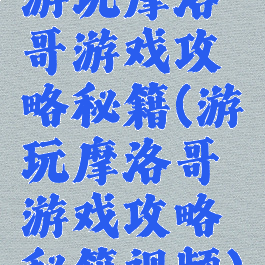 游玩摩洛哥游戏攻略秘籍(游玩摩洛哥游戏攻略秘籍视频)
