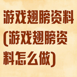 游戏翅膀资料(游戏翅膀资料怎么做)