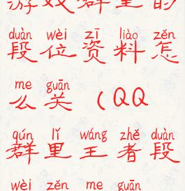 游戏群里的段位资料怎么关(QQ群里王者段位怎么关)