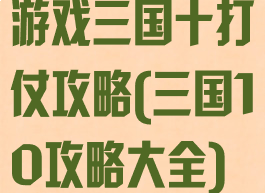 游戏三国十打仗攻略(三国10攻略大全)