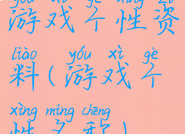 游戏个性资料(游戏个性名称)