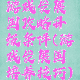 游戏发展国攻略升级条件(游戏发展国培养技巧)