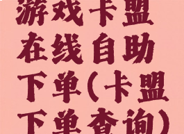 游戏卡盟在线自助下单(卡盟下单查询)