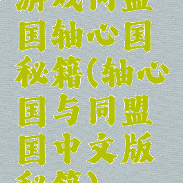 游戏同盟国轴心国秘籍(轴心国与同盟国中文版秘籍)