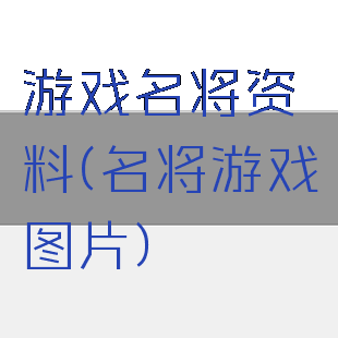 游戏名将资料(名将游戏图片)