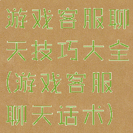 游戏客服聊天技巧大全(游戏客服聊天话术)