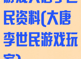 游戏大唐李世民资料(大唐李世民游戏玩家)