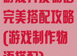 游戏开发物语完美搭配攻略(游戏制作物语搭配)