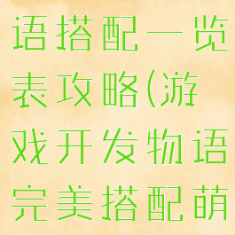 游戏开发物语搭配一览表攻略(游戏开发物语完美搭配萌物)