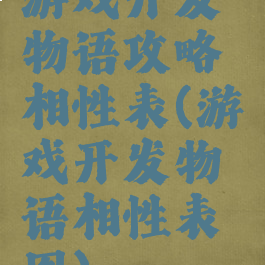游戏开发物语攻略相性表(游戏开发物语相性表图)