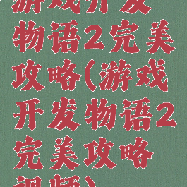 游戏开发物语2完美攻略(游戏开发物语2完美攻略视频)