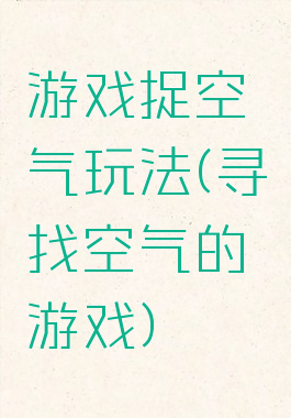 游戏捉空气玩法(寻找空气的游戏)