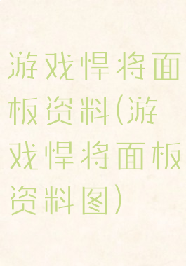 游戏悍将面板资料(游戏悍将面板资料图)