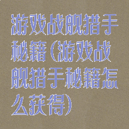 游戏战舰猎手秘籍(游戏战舰猎手秘籍怎么获得)
