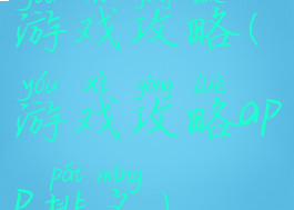 游戏攻略(游戏攻略app排名)