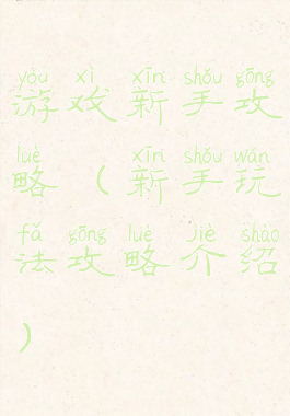 游戏新手攻略(新手玩法攻略介绍)
