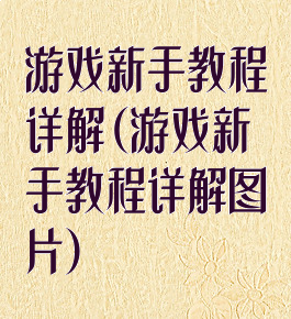 游戏新手教程详解(游戏新手教程详解图片)