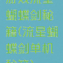 游戏流星蝴蝶剑秘籍(流星蝴蝶剑单机秘籍)