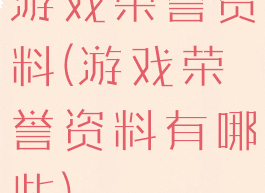 游戏荣誉资料(游戏荣誉资料有哪些)
