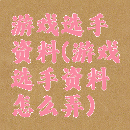 游戏选手资料(游戏选手资料怎么弄)