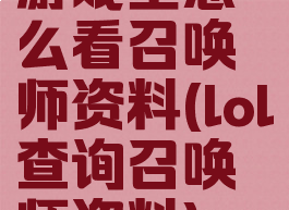 游戏里怎么看召唤师资料(lol查询召唤师资料)