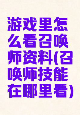 游戏里怎么看召唤师资料(召唤师技能在哪里看)