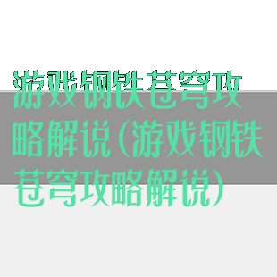 游戏钢铁苍穹攻略解说(游戏钢铁苍穹攻略解说)