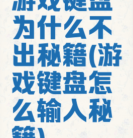 游戏键盘为什么不出秘籍(游戏键盘怎么输入秘籍)