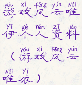 游戏风云唯伊个人资料(游戏风云唯依)